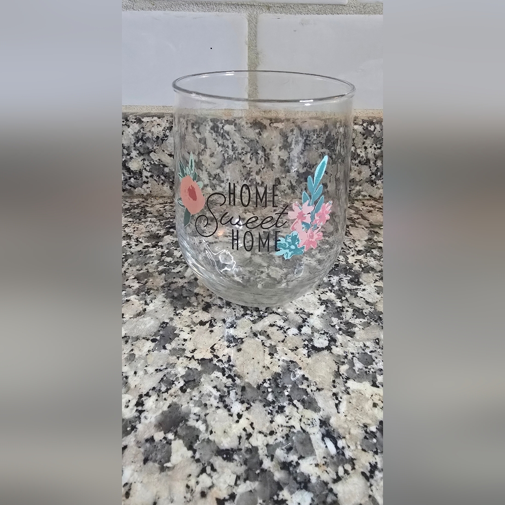 Floral Glass Wine Tumbler